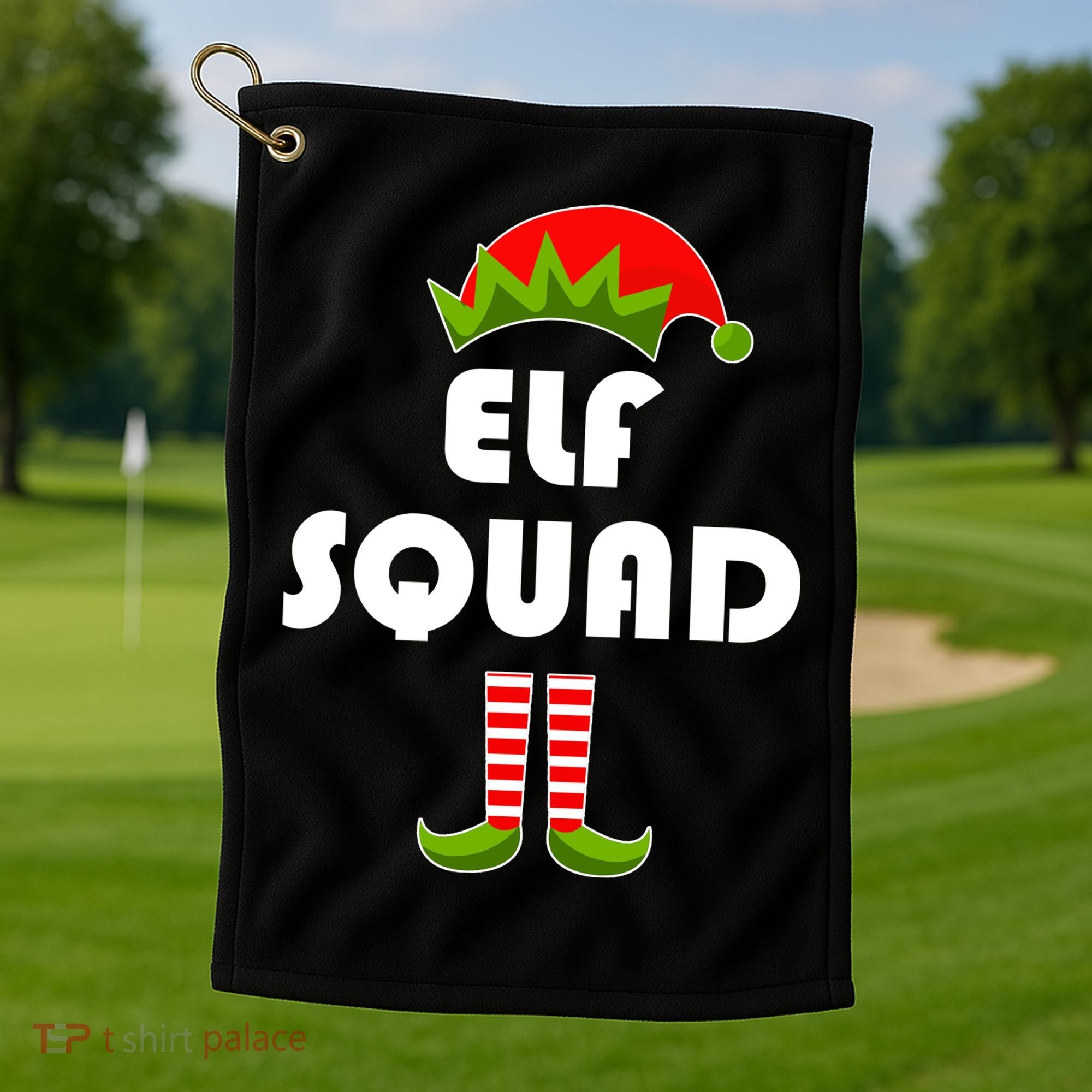 Elf Squad Funny Christmas Elves Golf Towel