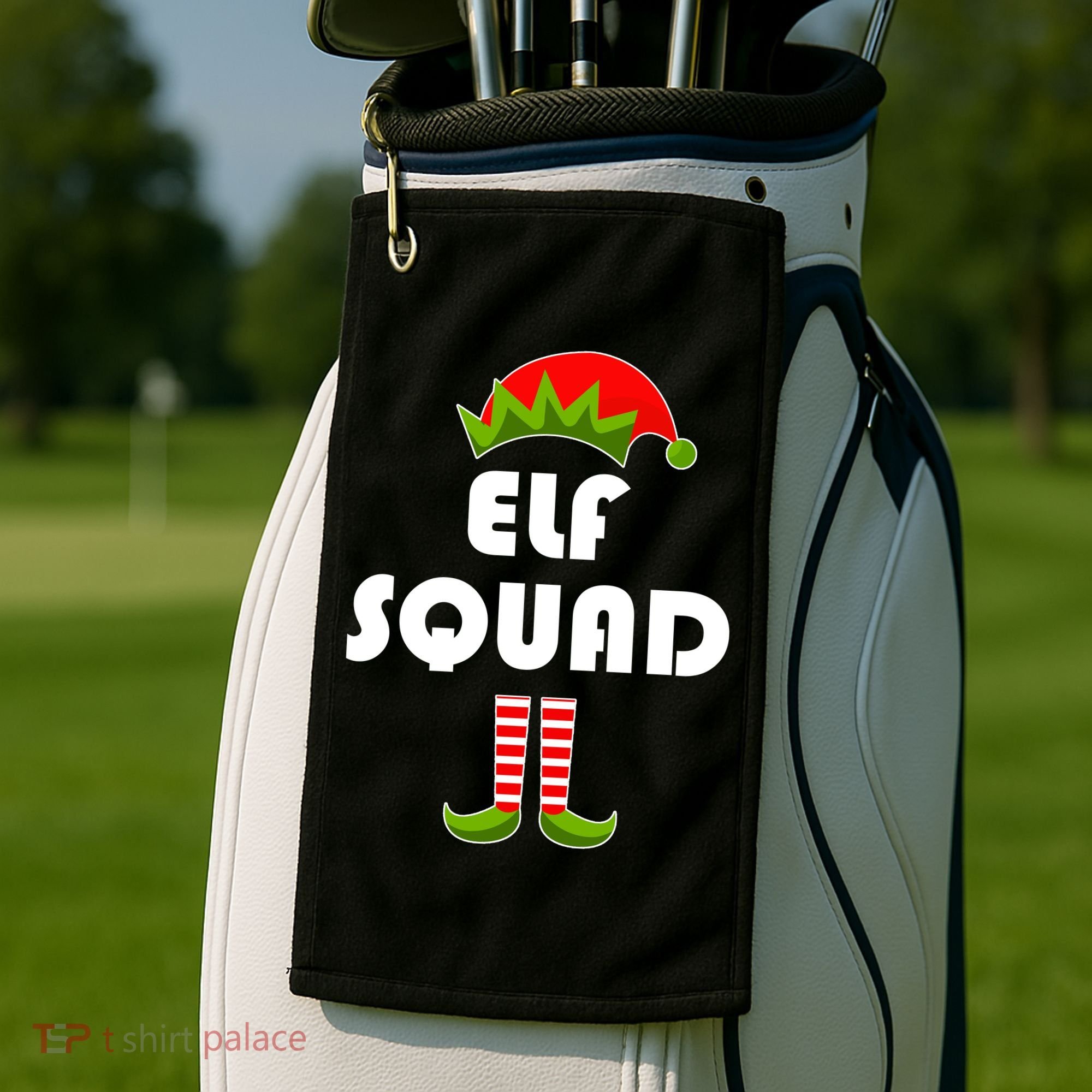 Elf Squad Funny Christmas Elves Golf Towel