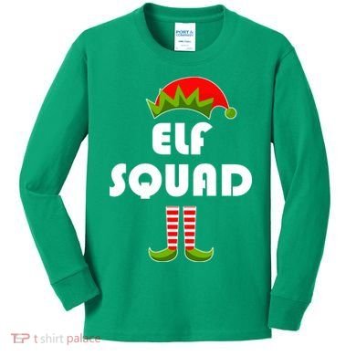 Elf Squad Funny Christmas Elves Kids Long Sleeve Shirt