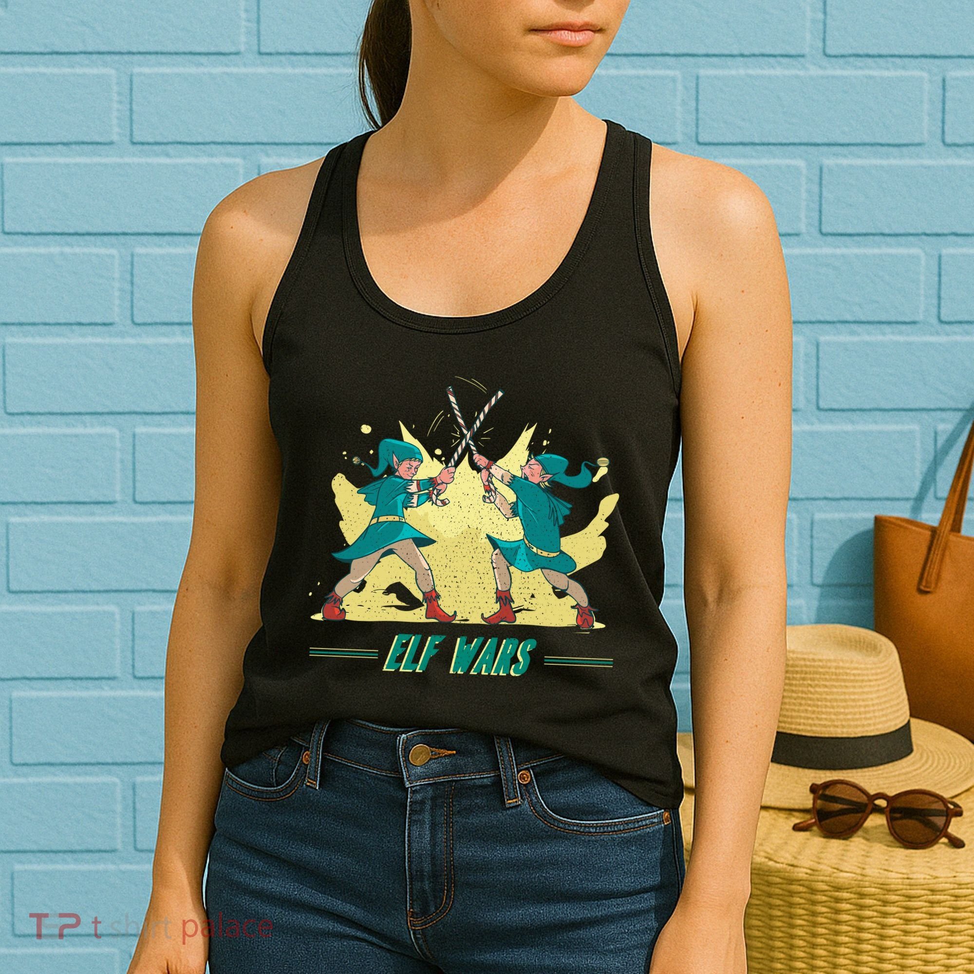 Elf Wars Funny Christmas Women's Tank Top