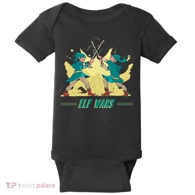 Elf Wars Funny Christmas Baby Bodysuit
