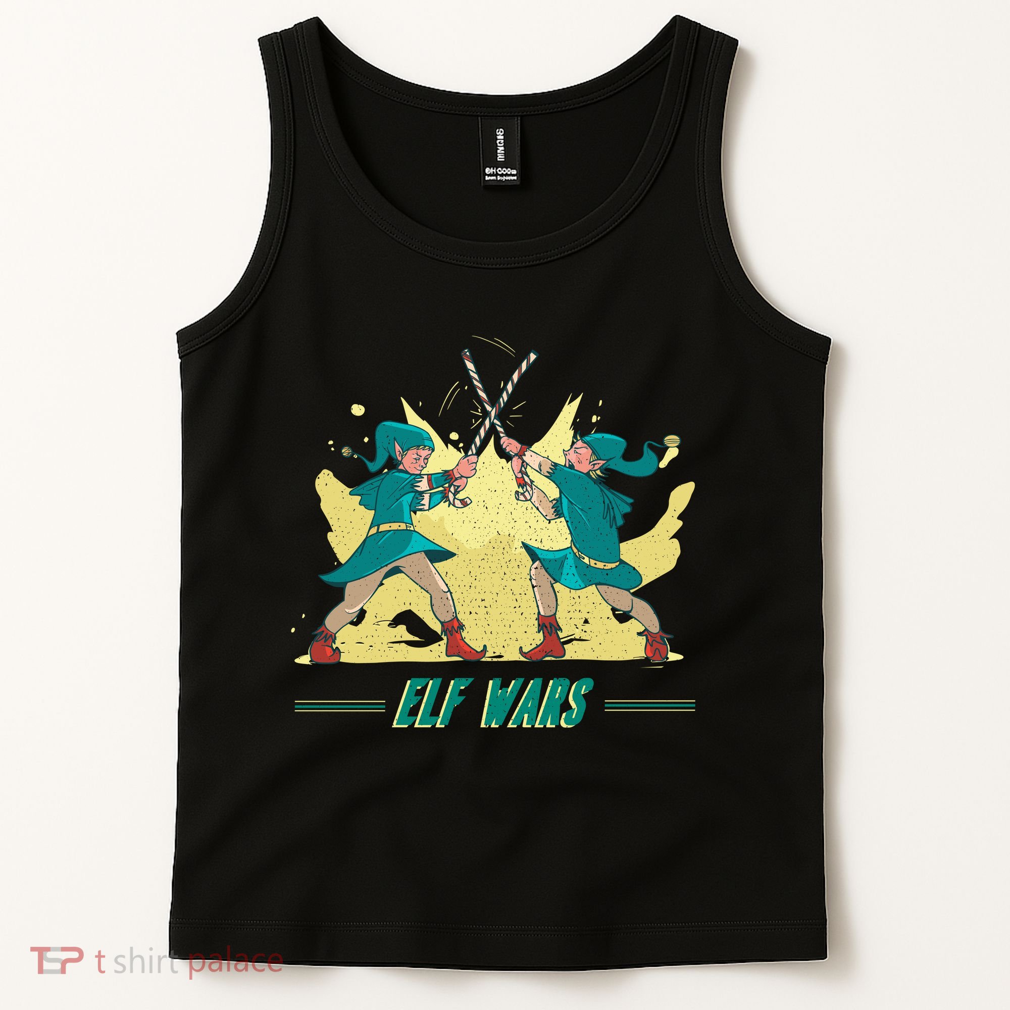 Elf Wars Funny Christmas Tank Top