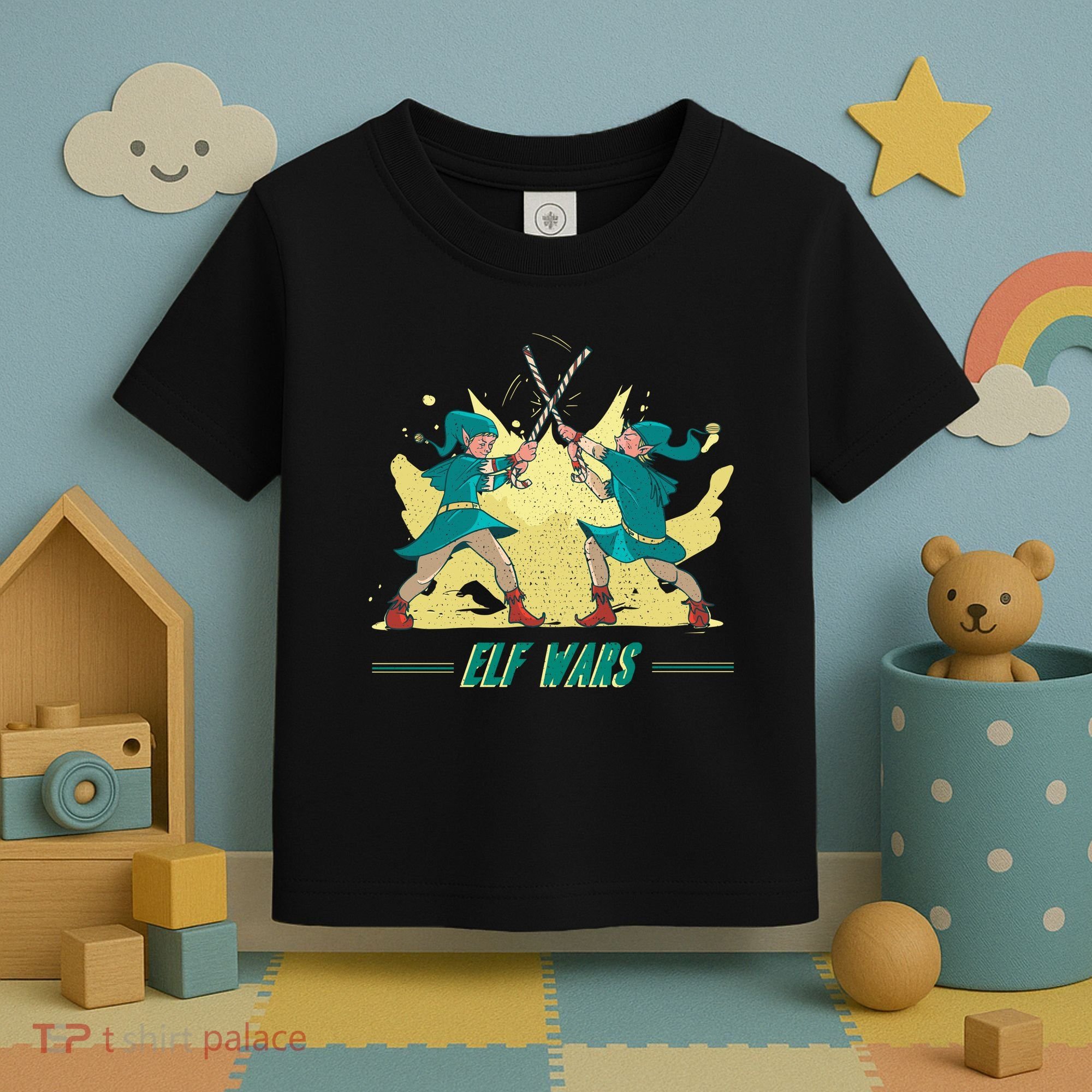 Elf Wars Funny Christmas Toddler T-Shirt