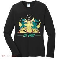 Elf Wars Funny Christmas Women's Long Sleeve Shirt thumb 0