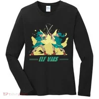 Elf Wars Funny Christmas Women's Long Sleeve Shirt thumb 0