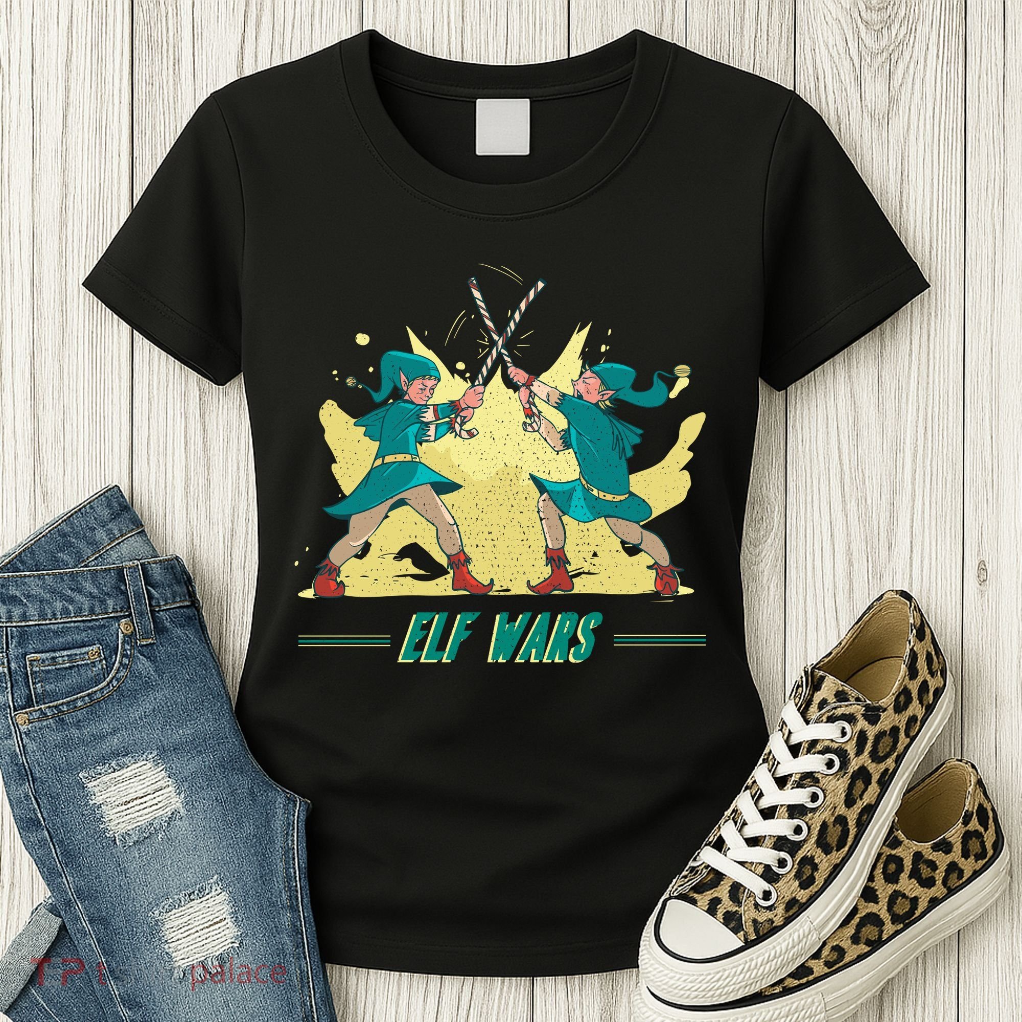 Elf Wars Funny Christmas Women's T-Shirt
