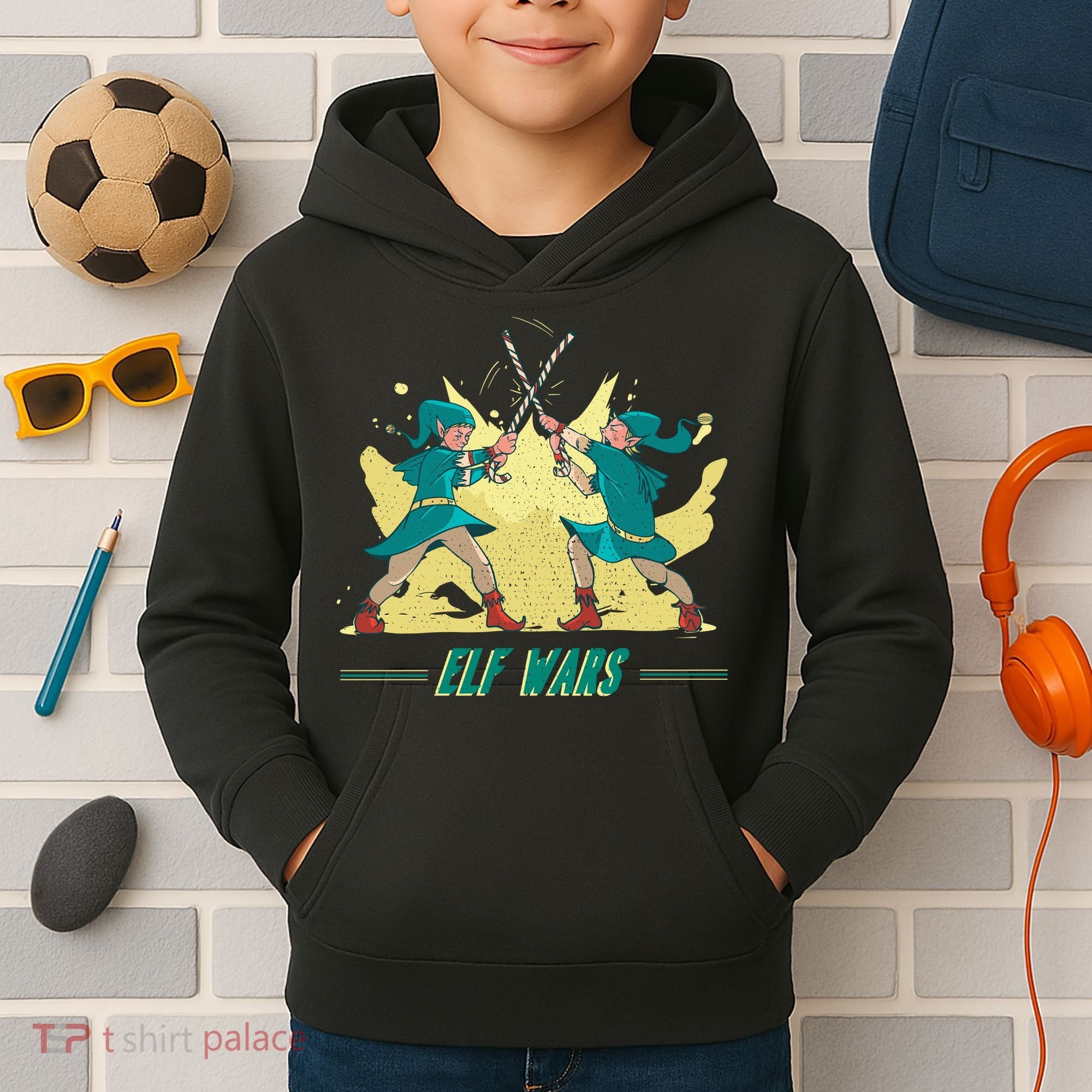 Elf Wars Funny Christmas Kids Hoodie