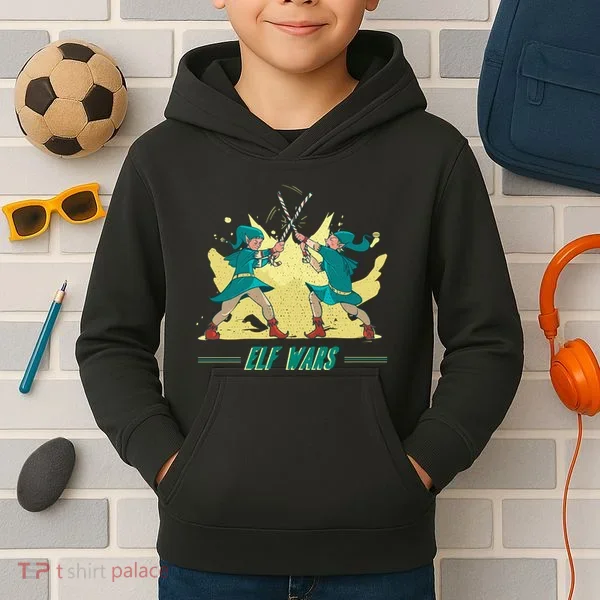 Elf Wars Funny Christmas Kids Hoodie