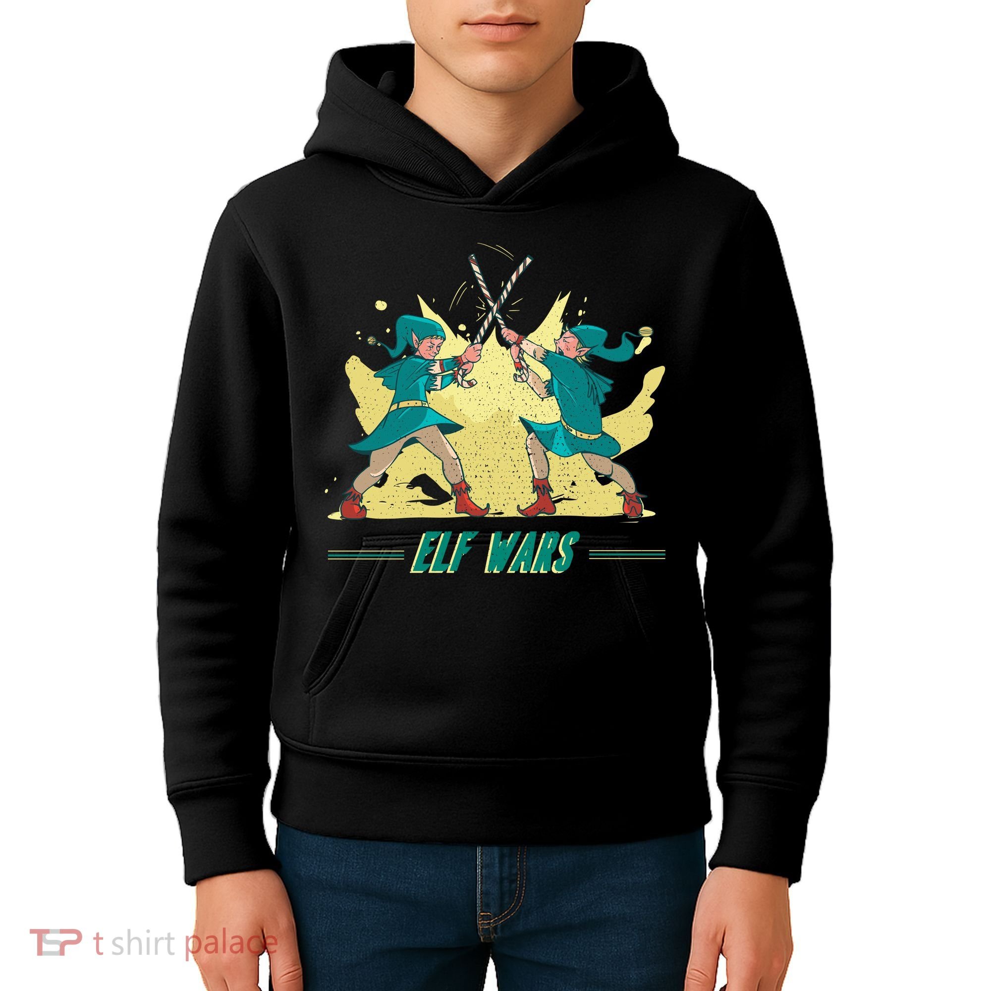 Elf Wars Funny Christmas Kids Hoodie