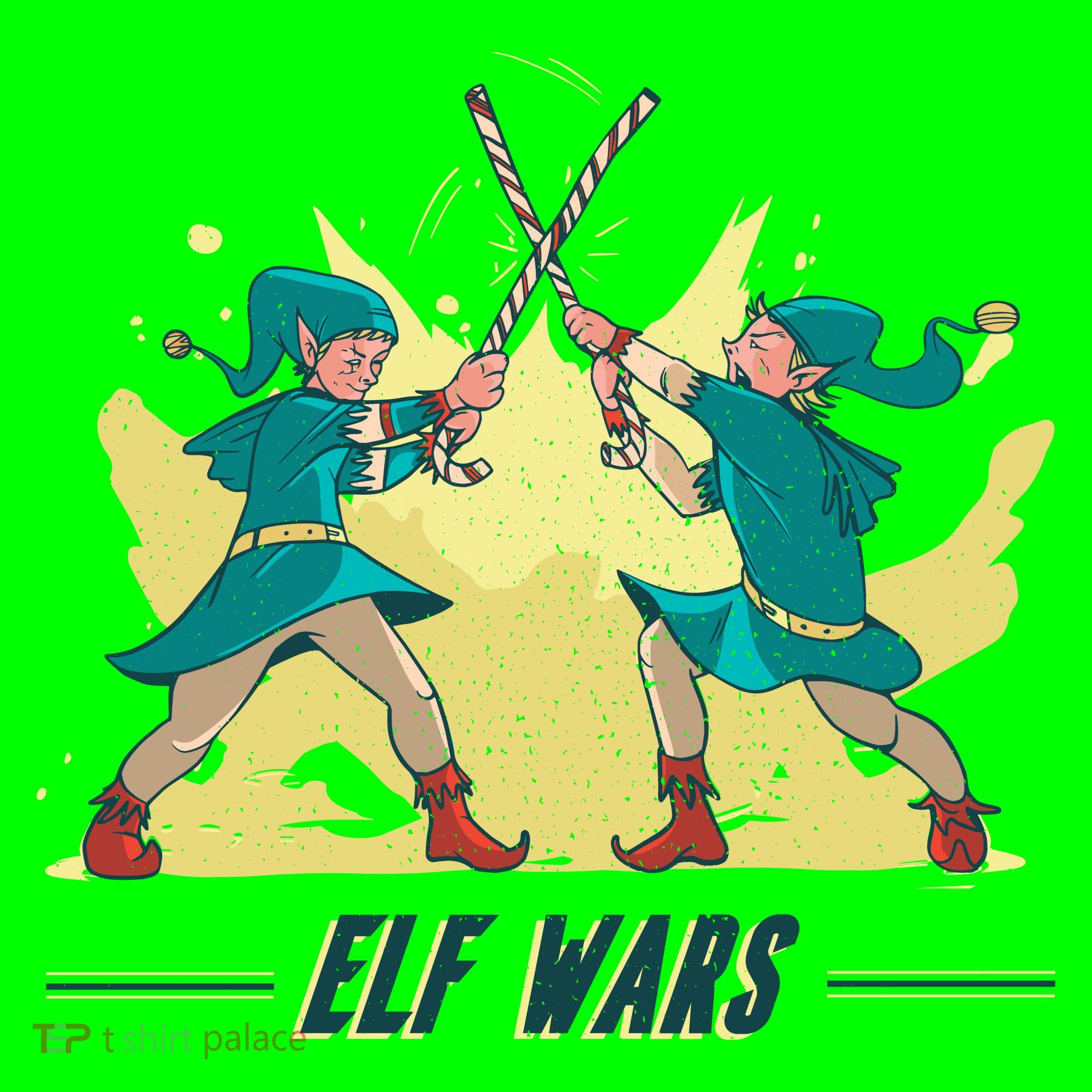 Elf Wars Funny Christmas Coaster