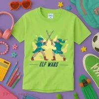 Elf Wars Funny Christmas Kids T-Shirt thumb 3