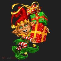 Elf With Stack Of Gifts Women's Sweatshirt thumb 2
