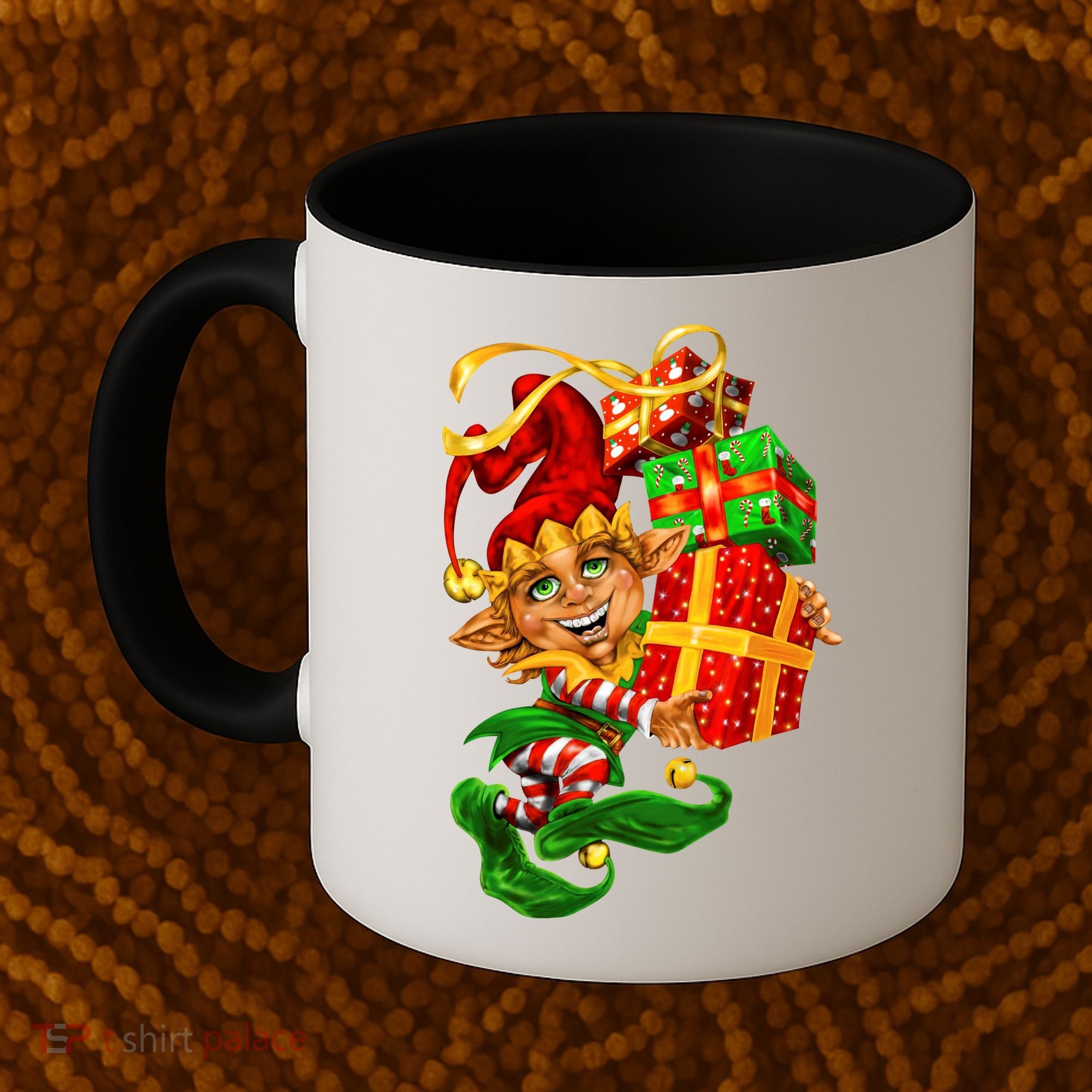 Elf With Stack Of Gifts Coffee Mug