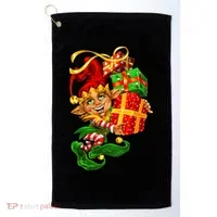 Elf With Stack Of Gifts Golf Towel thumb 0