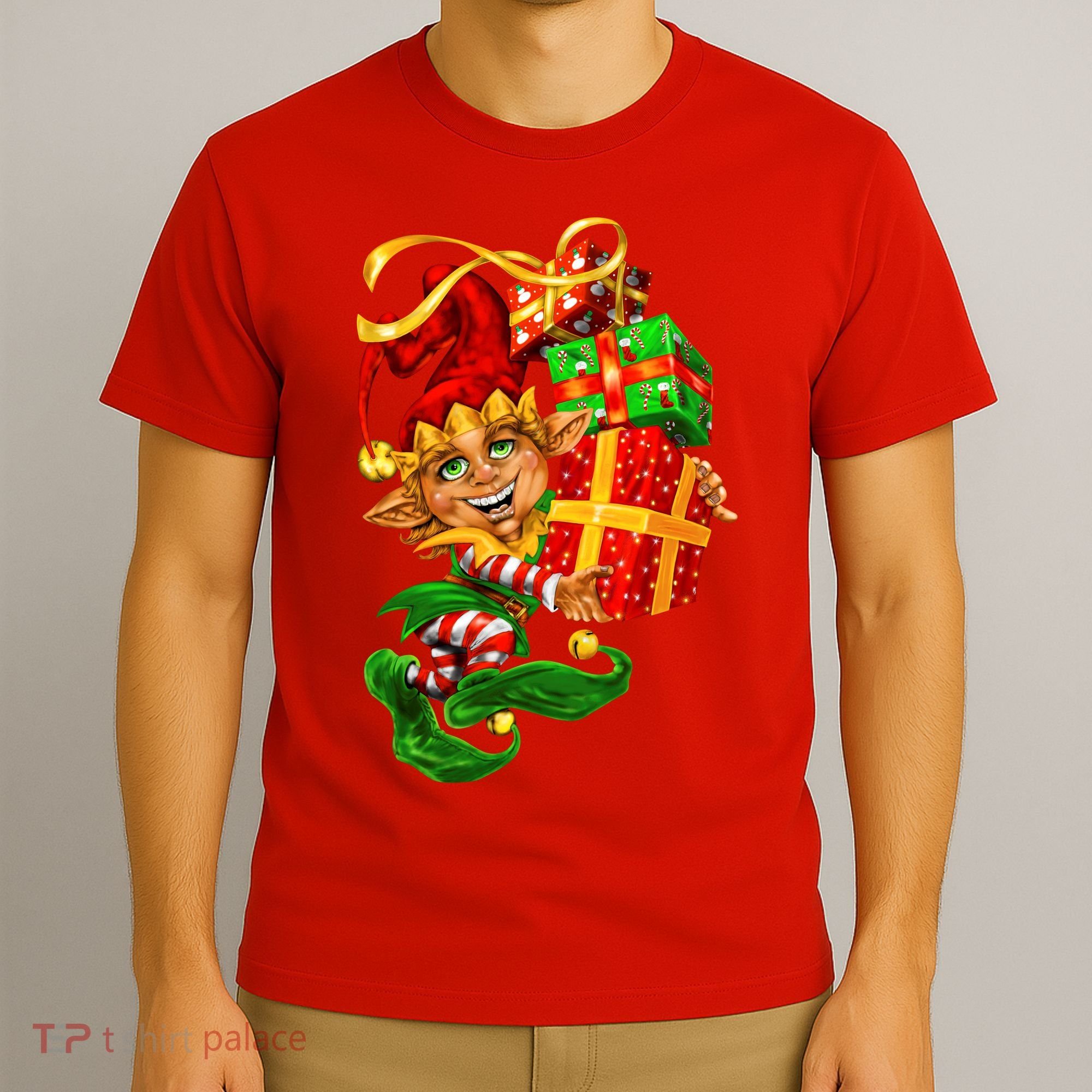 Elf With Stack Of Gifts T-Shirt