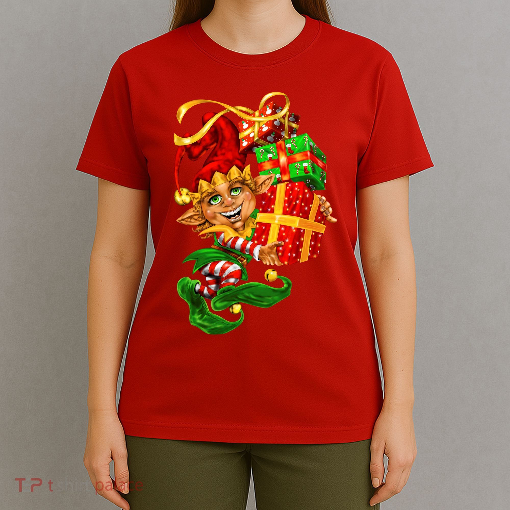 Elf With Stack Of Gifts T-Shirt