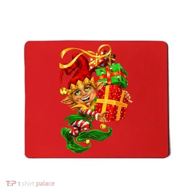 Elf With Stack Of Gifts Mousepad