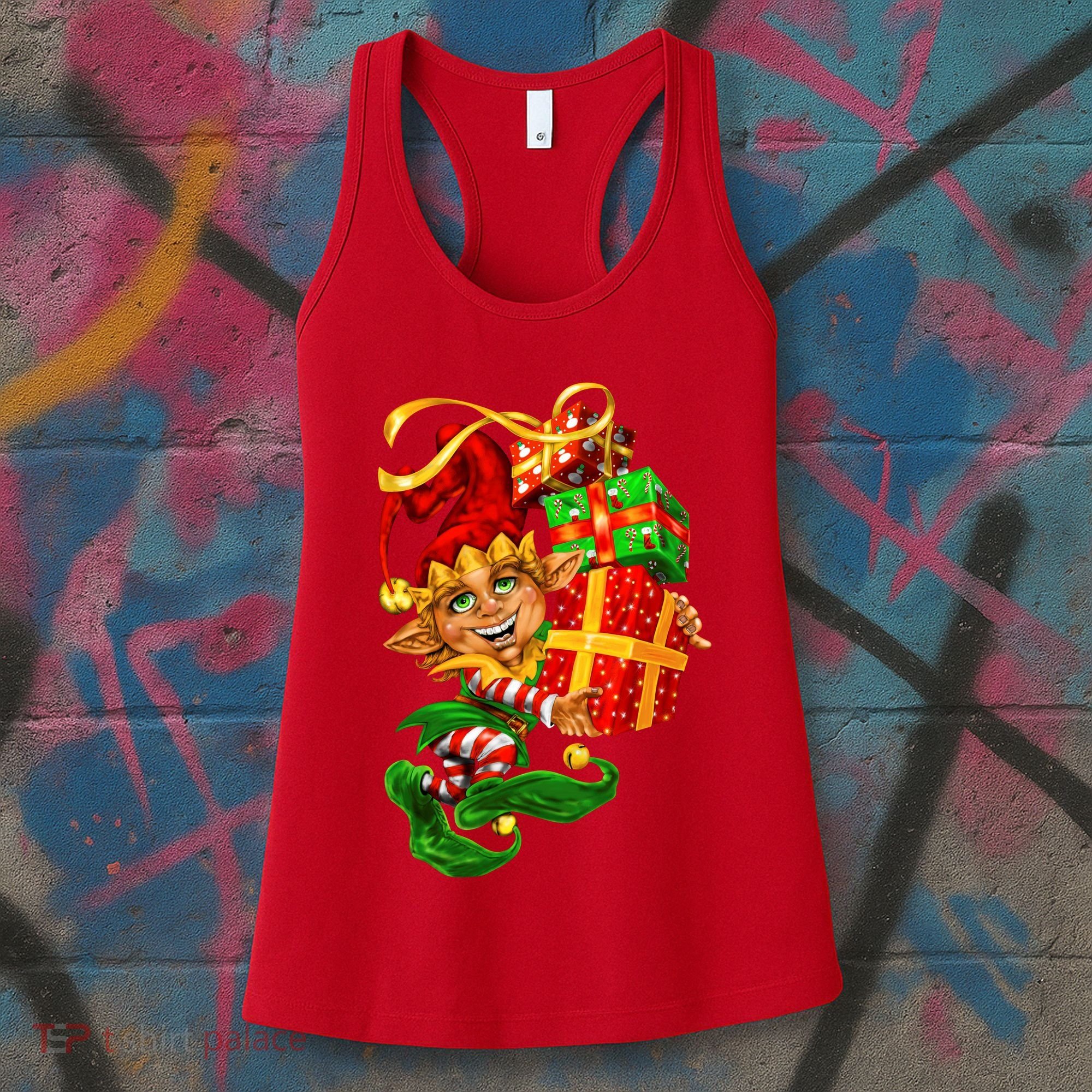 Elf With Stack Of Gifts Women's Tank Top