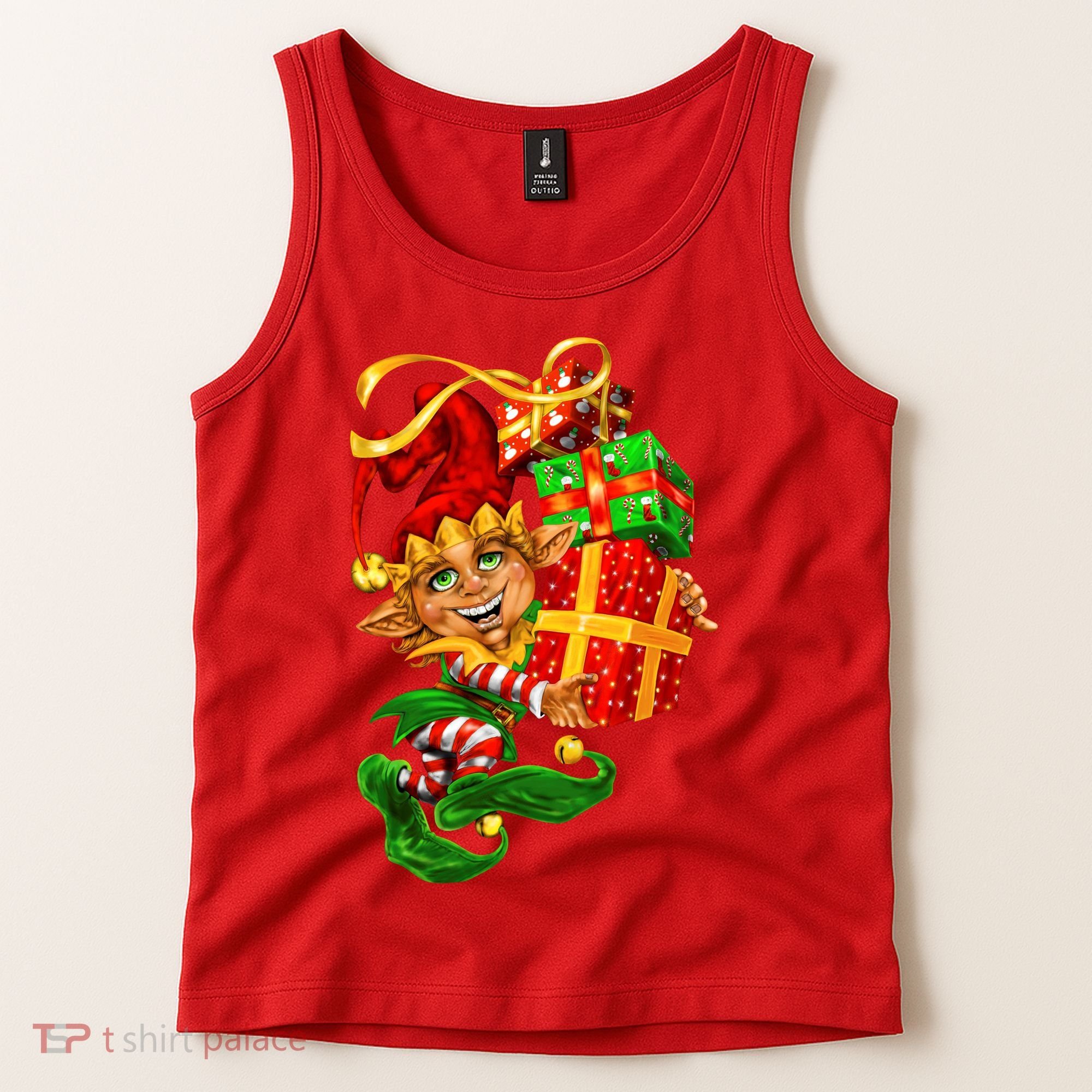 Elf With Stack Of Gifts Tank Top