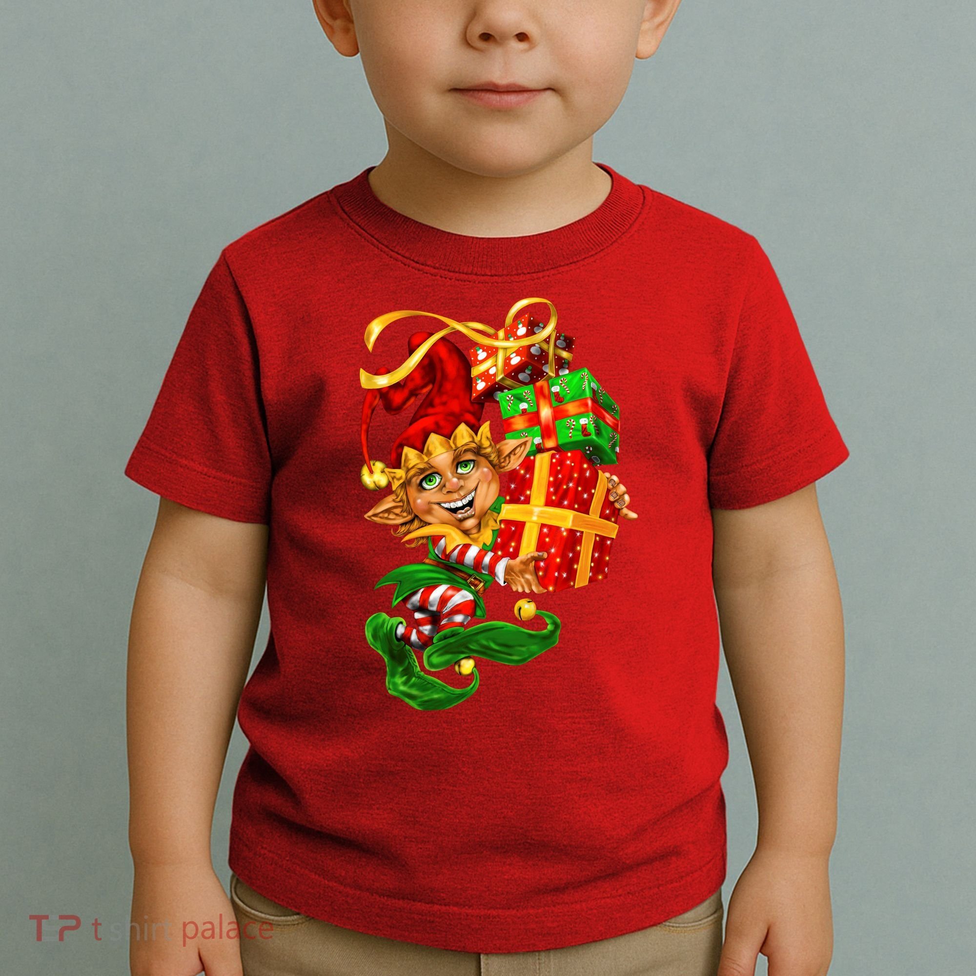 Elf With Stack Of Gifts Toddler T-Shirt