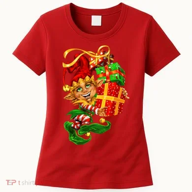 Elf With Stack Of Gifts Women's T-Shirt