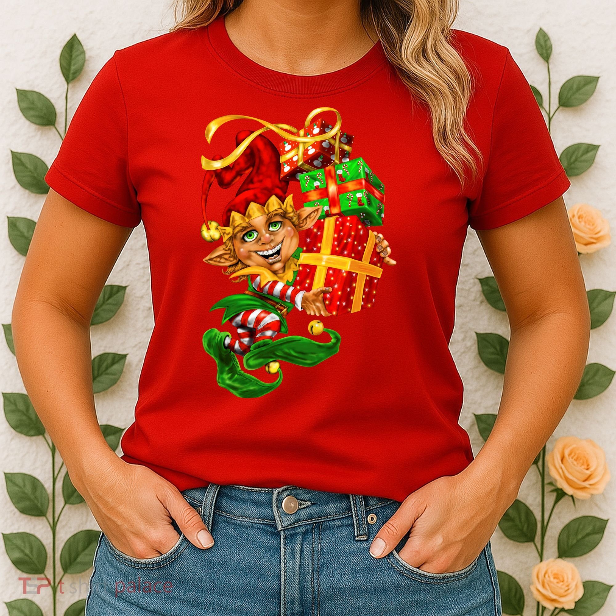 Elf With Stack Of Gifts Women's T-Shirt
