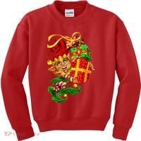 Elf With Stack Of Gifts Kids Sweatshirt thumb 0