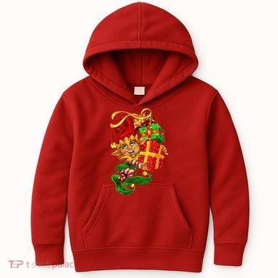 Elf With Stack Of Gifts Kids Hoodie