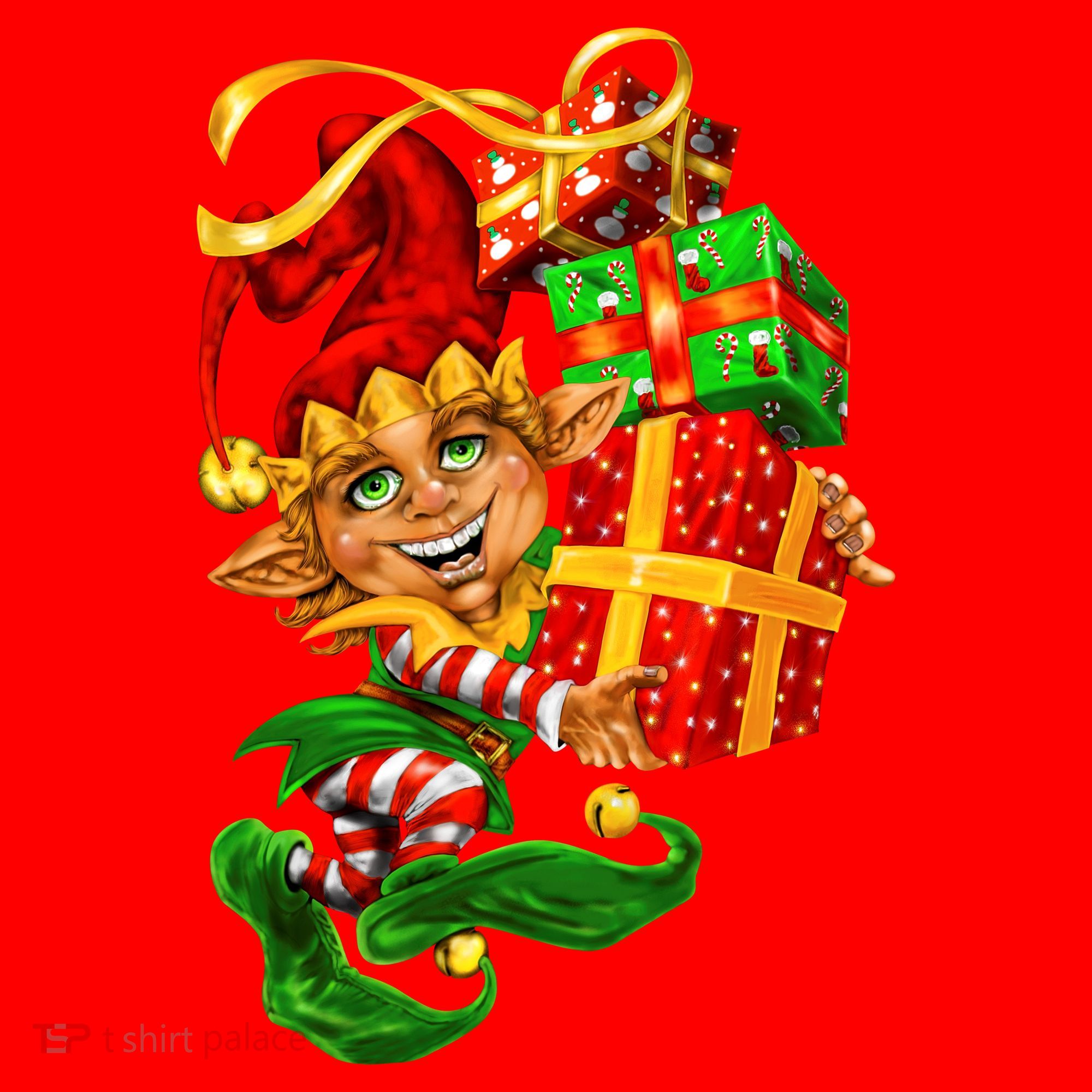 Elf With Stack Of Gifts Kids Hoodie