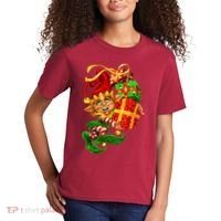 Elf With Stack Of Gifts Kids T-Shirt thumb 2
