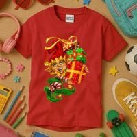 Elf With Stack Of Gifts Kids T-Shirt thumb 3