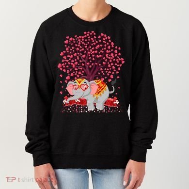 Elephant Lover Heart Tree Indian Elephant Valentine's Day Gift Women's Sweatshirt