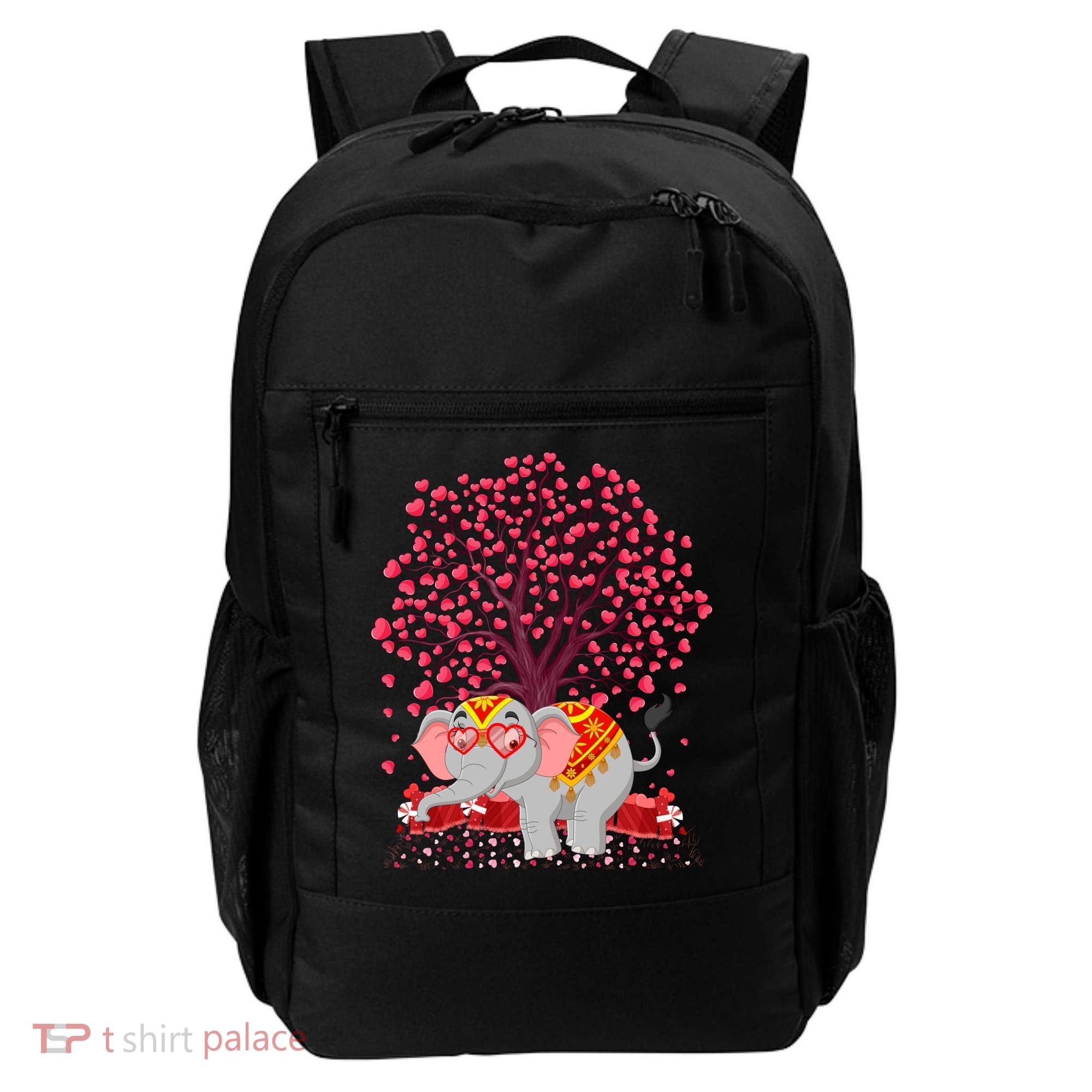 Elephant Lover Heart Tree Indian Elephant Valentine's Day Gift Backpack