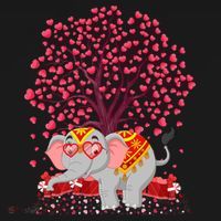 Elephant Lover Heart Tree Indian Elephant Valentine's Day Gift Bucket Hat thumb 4