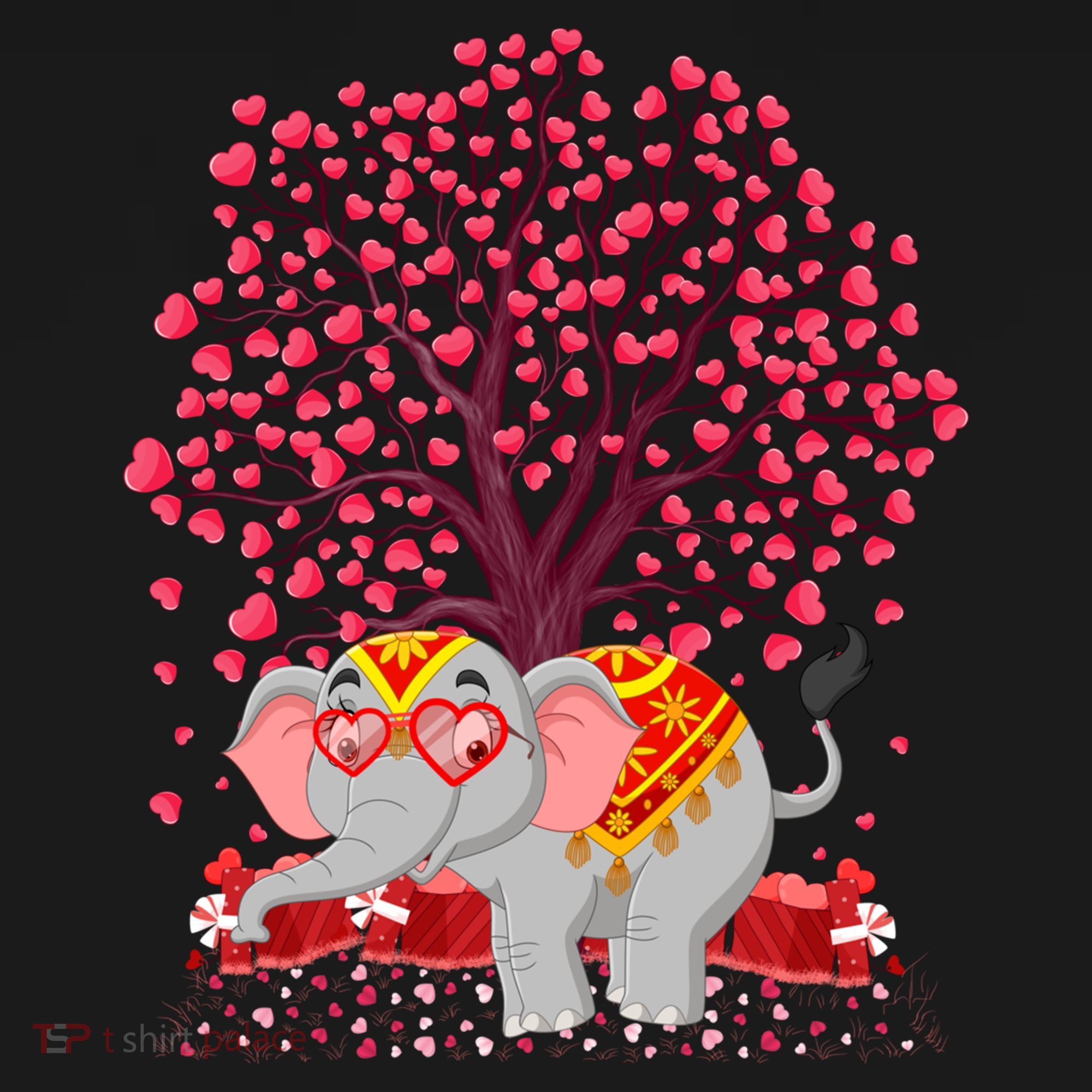 Elephant Lover Heart Tree Indian Elephant Valentine's Day Gift Bucket Hat