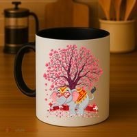 Elephant Lover Heart Tree Indian Elephant Valentine's Day Gift Coffee Mug thumb 4