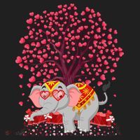 Elephant Lover Heart Tree Indian Elephant Valentine's Day Gift Beanie thumb 2
