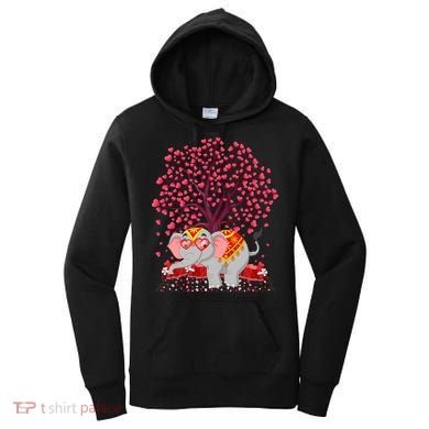 Elephant Lover Heart Tree Indian Elephant Valentine's Day Gift Women's Hoodie