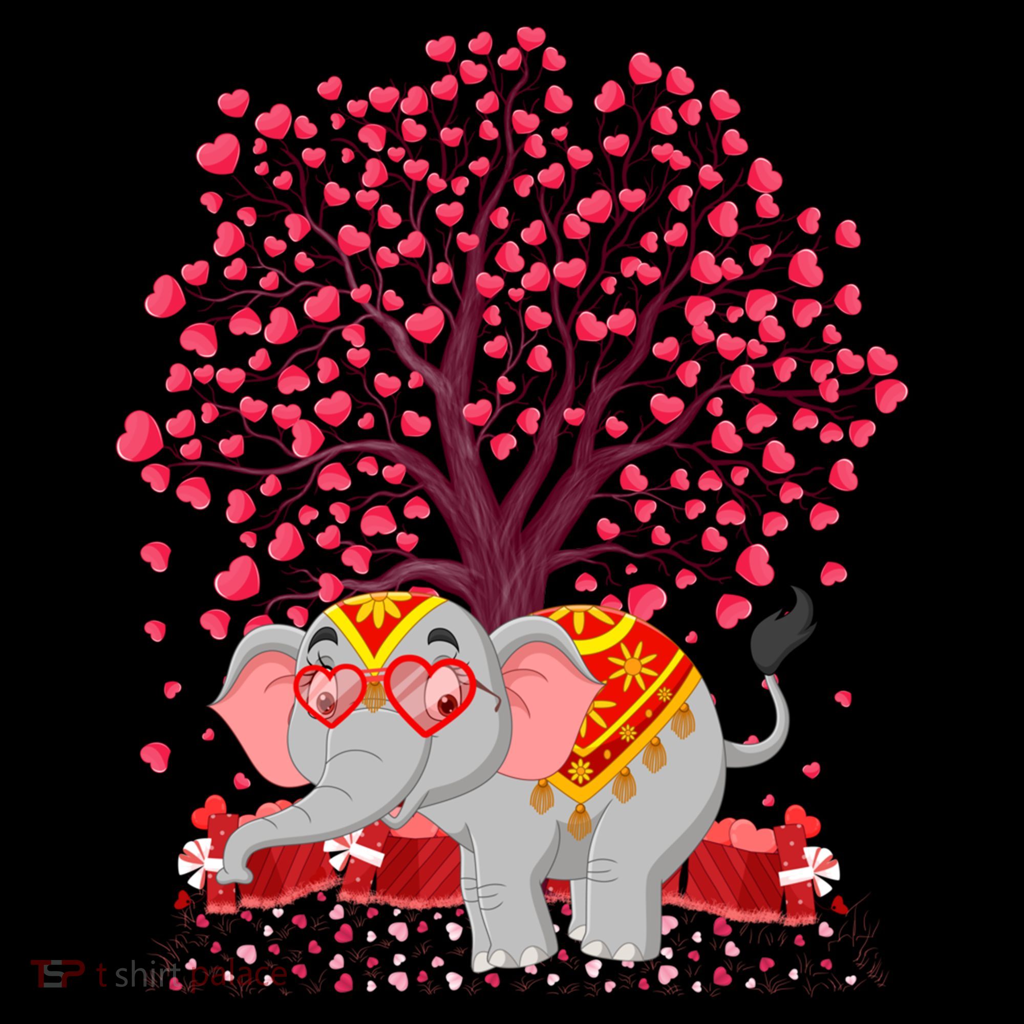 Elephant Lover Heart Tree Indian Elephant Valentine's Day Gift Women's Hoodie
