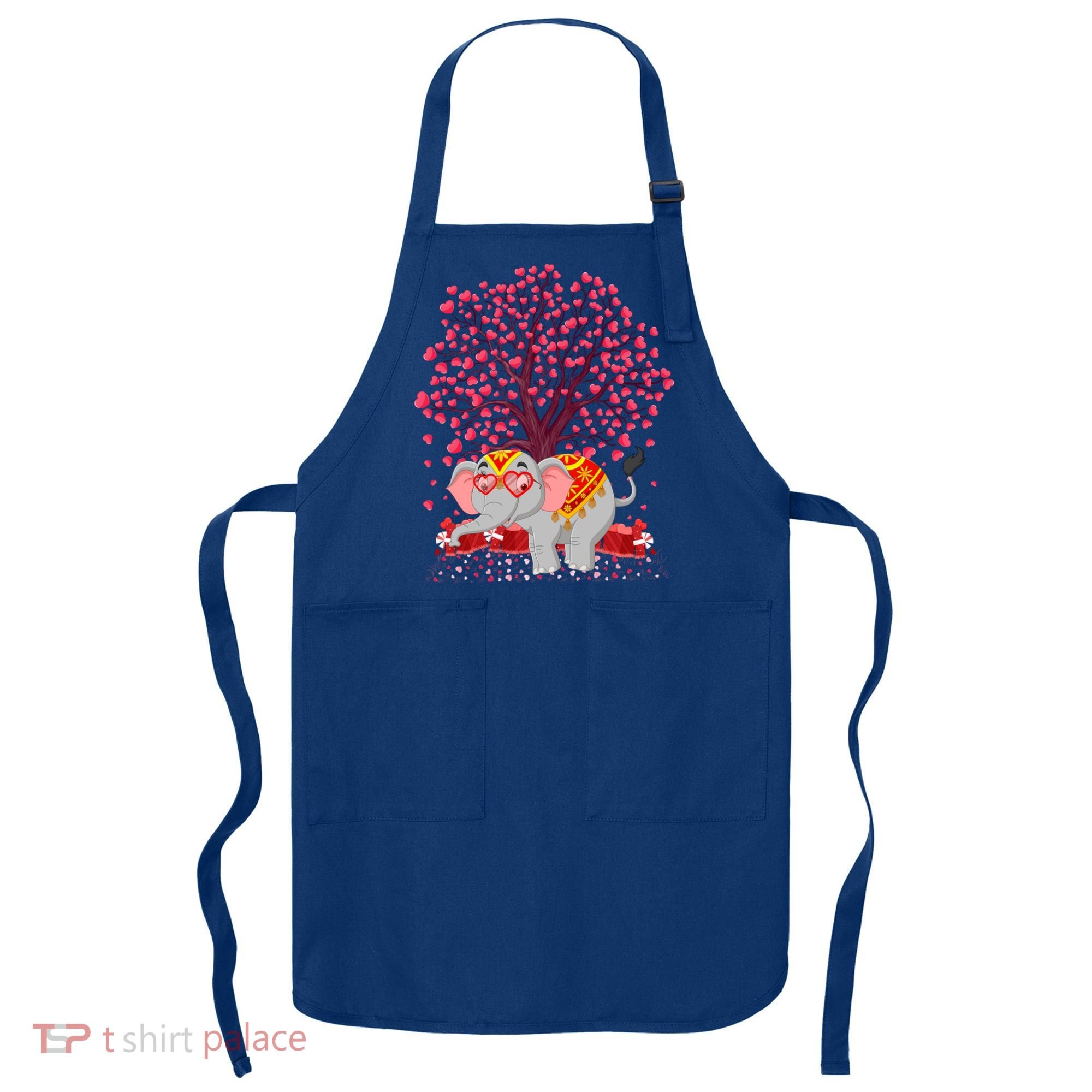 Elephant Lover Heart Tree Indian Elephant Valentine's Day Gift Apron