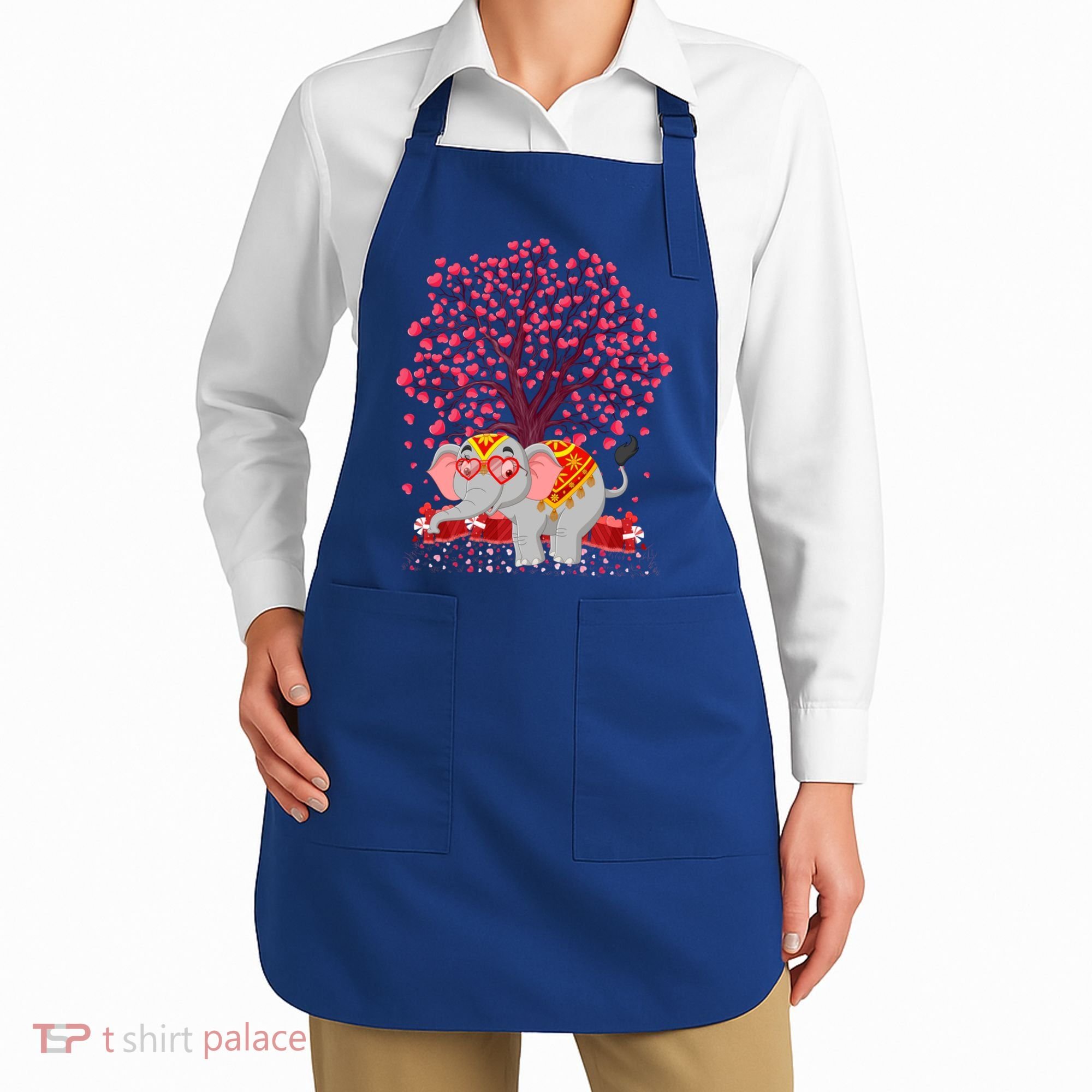 Elephant Lover Heart Tree Indian Elephant Valentine's Day Gift Apron