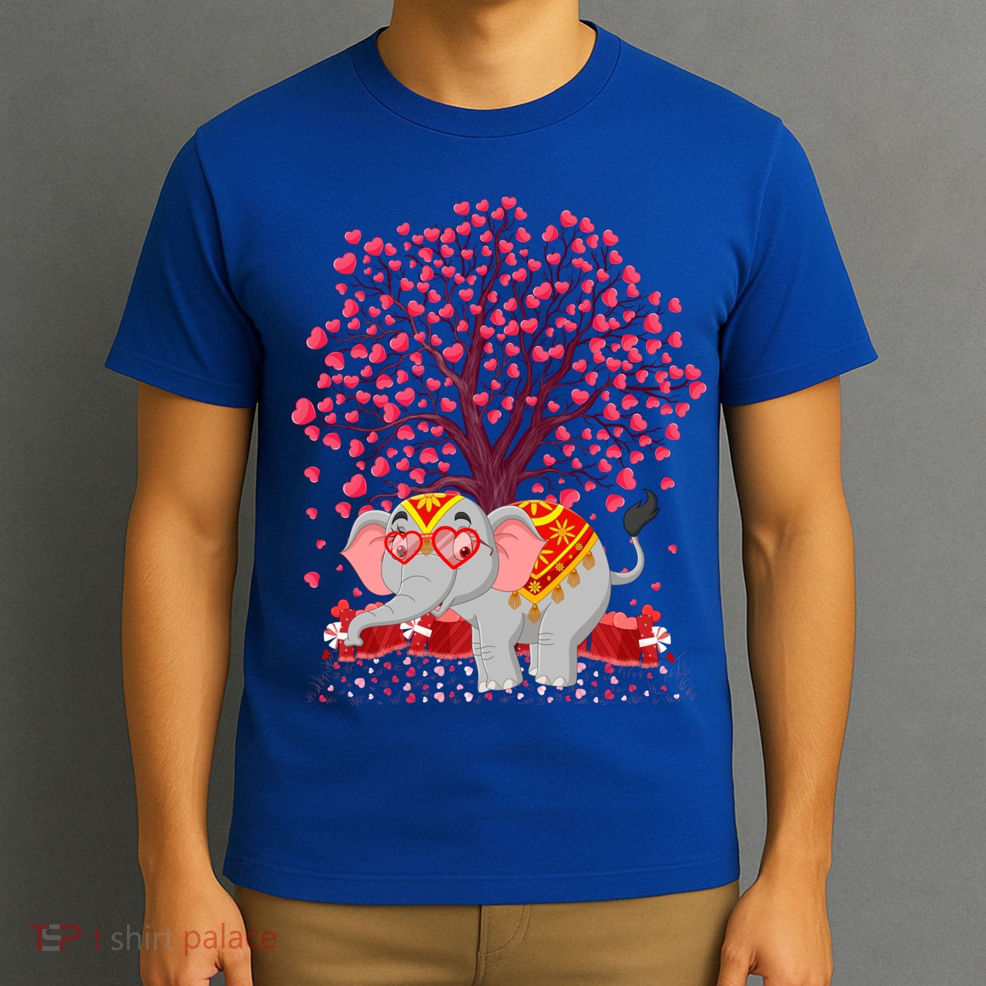 Elephant Lover Heart Tree Indian Elephant Valentine's Day Gift T-Shirt