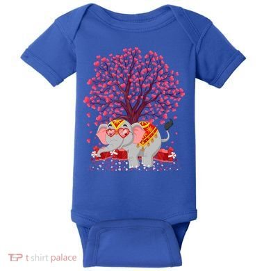 Elephant Lover Heart Tree Indian Elephant Valentine's Day Gift Baby Bodysuit