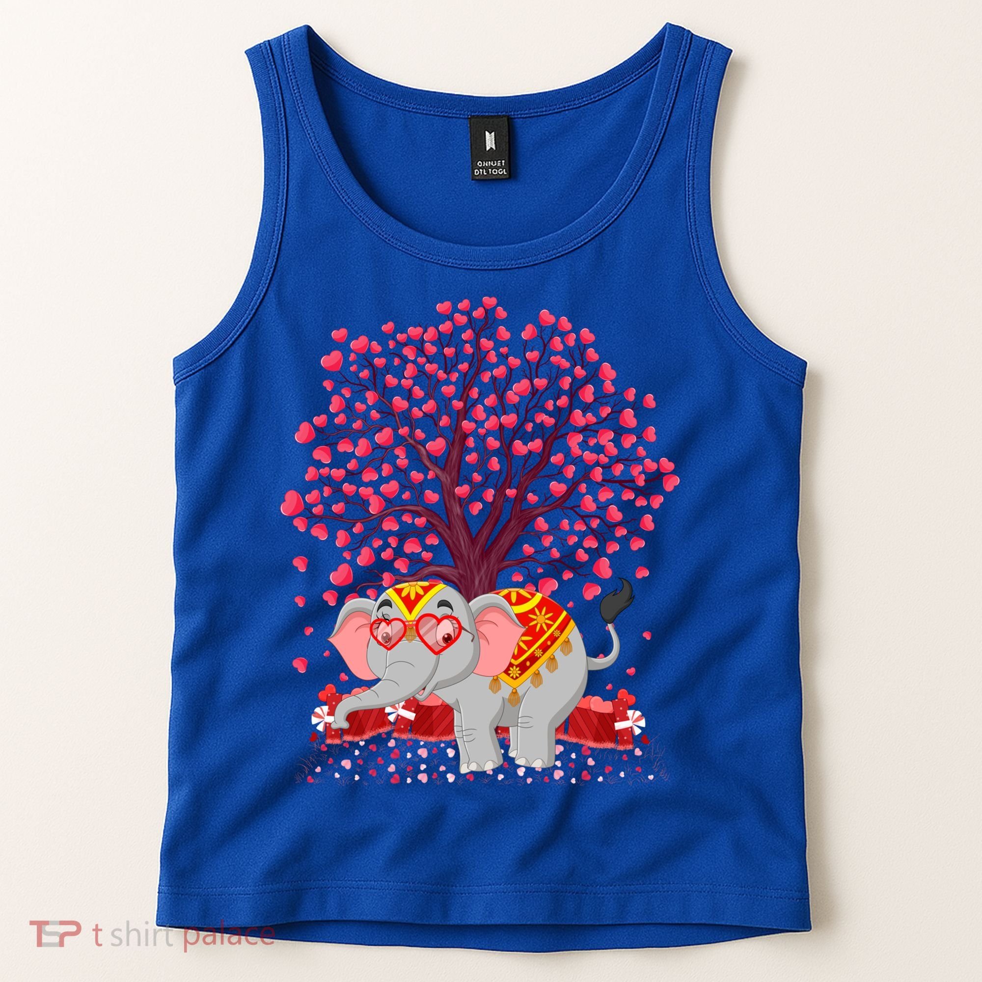 Elephant Lover Heart Tree Indian Elephant Valentine's Day Gift Tank Top