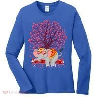 Elephant Lover Heart Tree Indian Elephant Valentine's Day Gift Women's Long Sleeve Shirt thumb 0