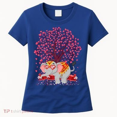 Elephant Lover Heart Tree Indian Elephant Valentine's Day Gift Women's T-Shirt