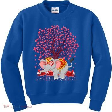 Elephant Lover Heart Tree Indian Elephant Valentine's Day Gift Kids Sweatshirt