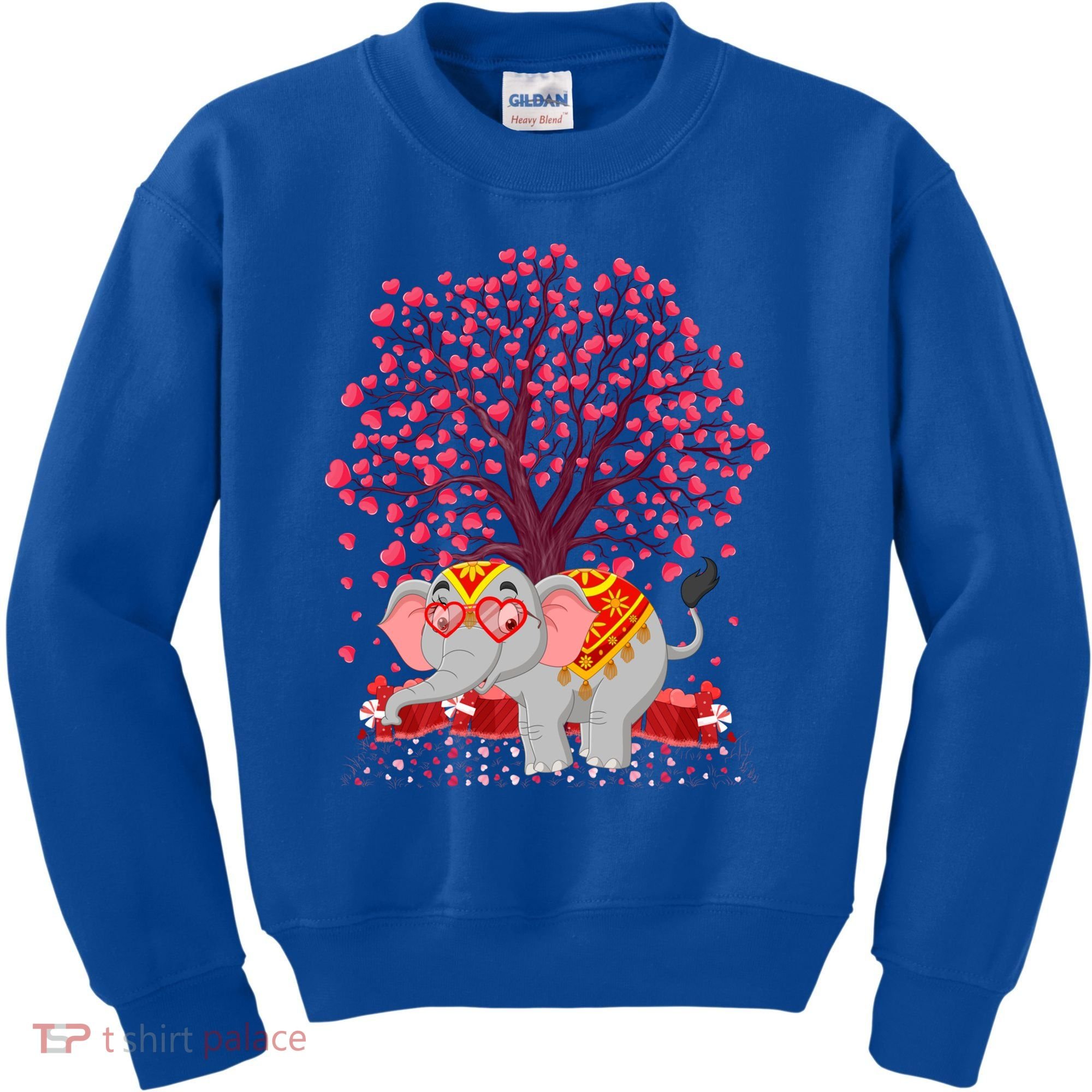 Elephant Lover Heart Tree Indian Elephant Valentine's Day Gift Kids Sweatshirt