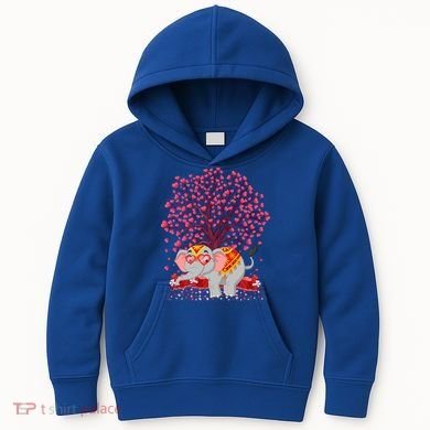 Elephant Lover Heart Tree Indian Elephant Valentine's Day Gift Kids Hoodie