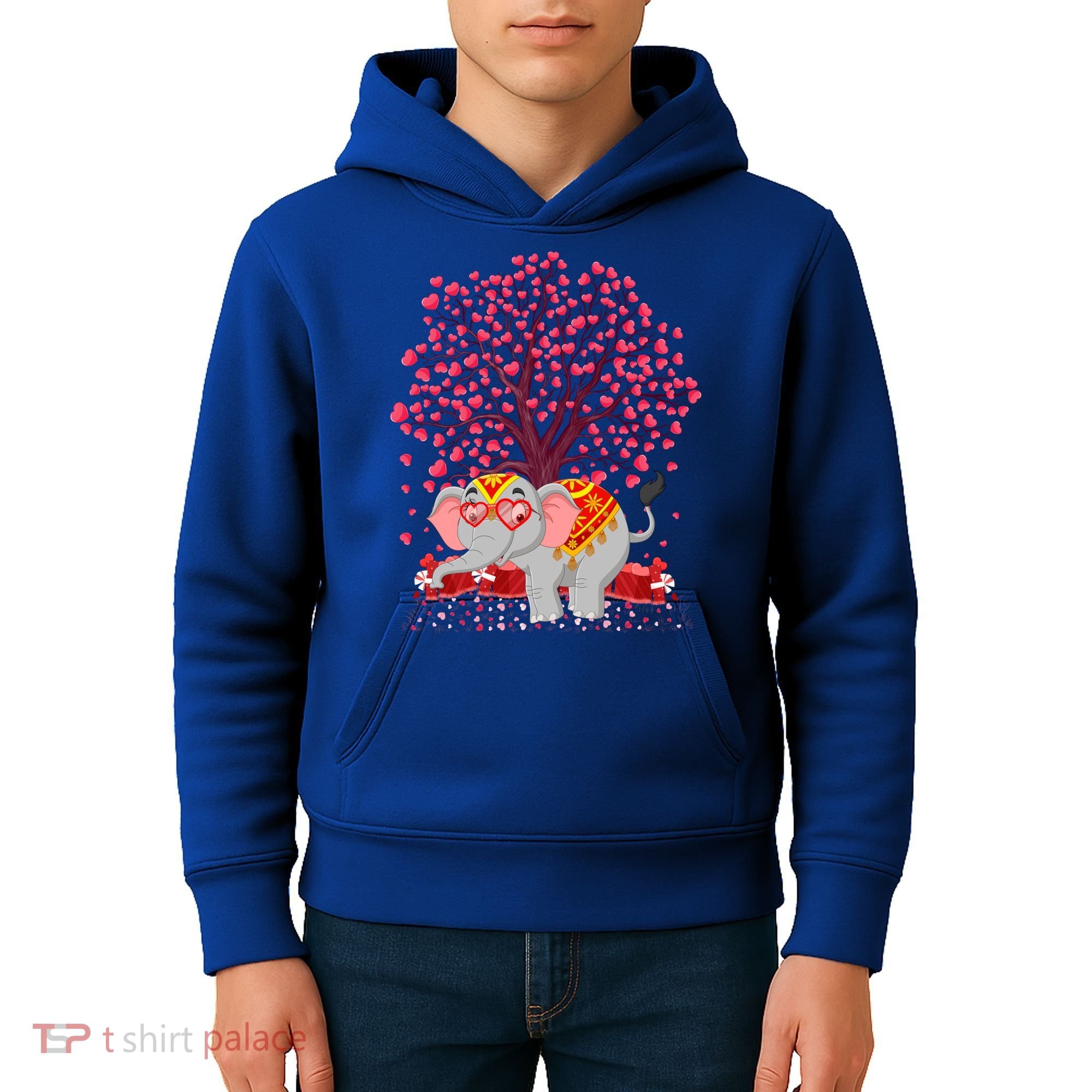 Elephant Lover Heart Tree Indian Elephant Valentine's Day Gift Kids Hoodie